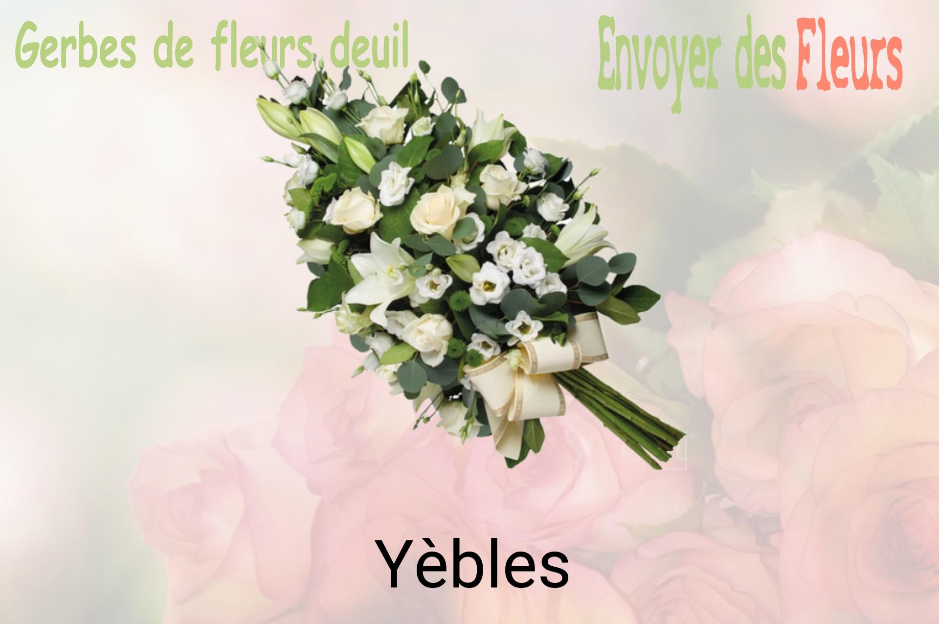 Gerbe de fleurs de deuil livrée à Yèbles